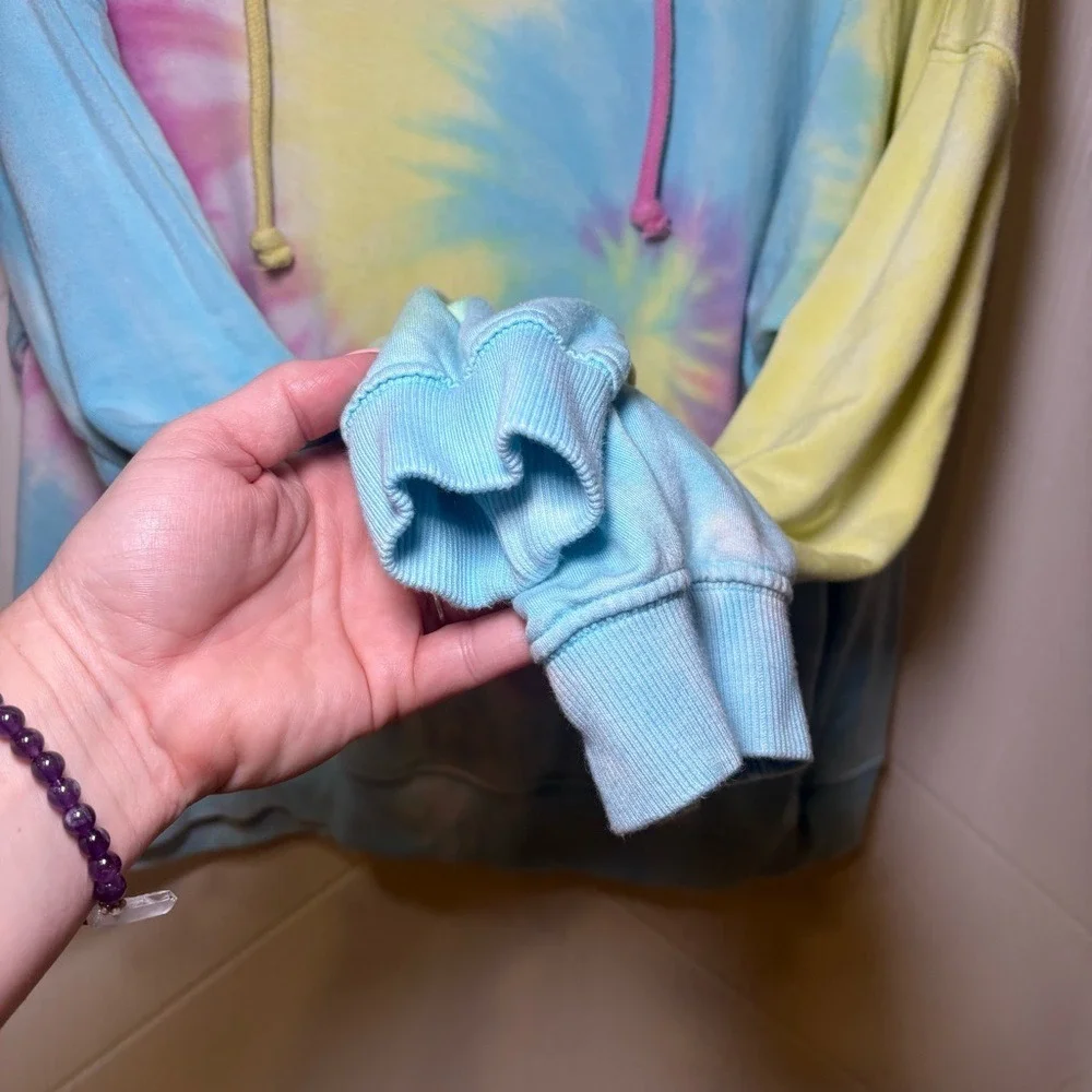 Harlow Tie Dye Spiral Hoodie Soft Viscose Blend‎ Boho Pastel Swirl Sweatshirt M - Picture 4 of 7